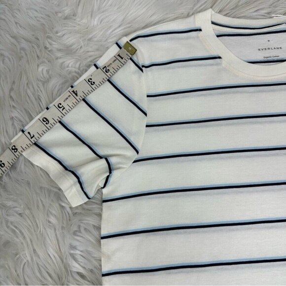 Everlane Women's NWT White Blue Striped The Organic Cotton Crew Neck Tee Med/C36 - Picture 12 of 12